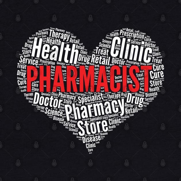 Pharmacist Heart Shape Word Cloud Design print by theodoros20